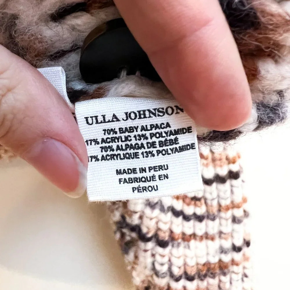 Ulla Johnson Greta Marled Alpaca Puff Sleeve Knit Striped Cardigan Sweater Small - Picture 12 of 14
